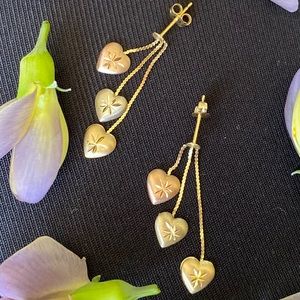 Three toned heart earrings